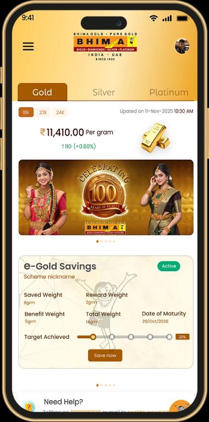 Bhima E-Gold app on a phone